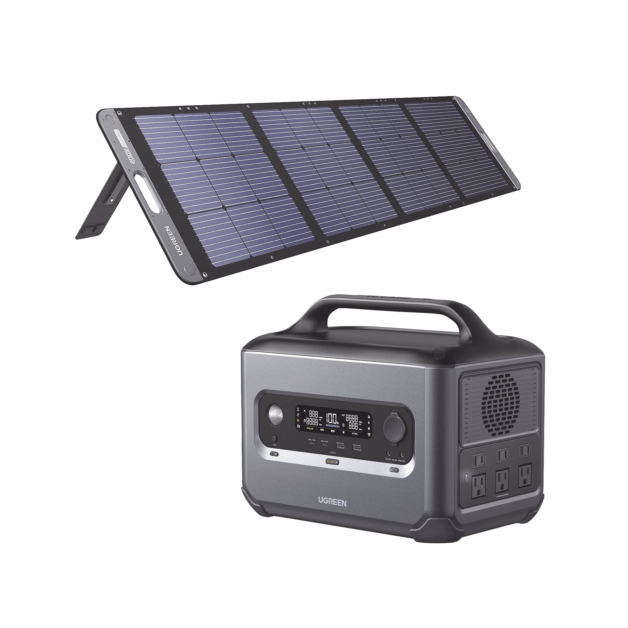 Kit de Estación de Energía Portátil 1200W (1024Wh) + Panel Solar Plegable de 200W