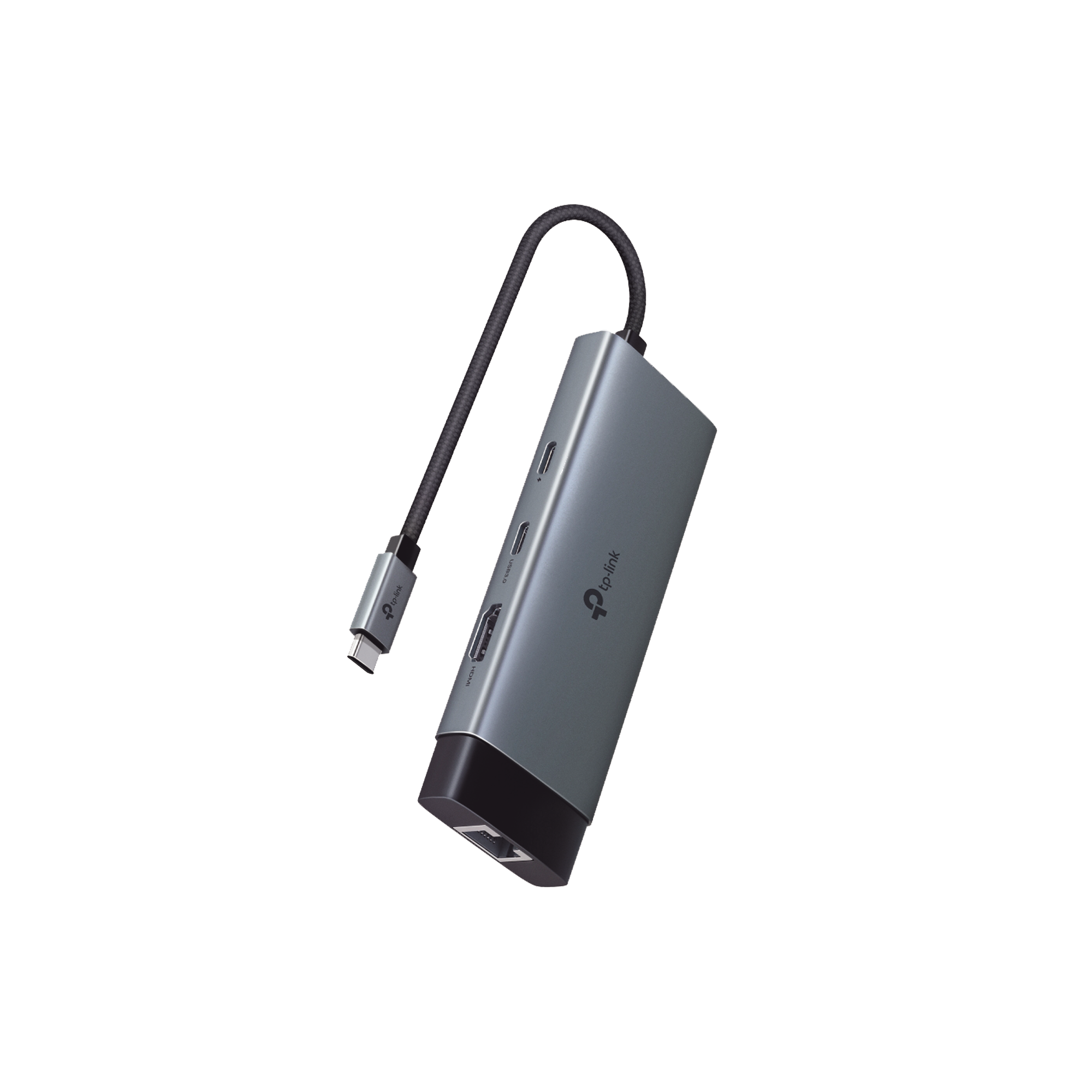 Adaptador HUB 6 en 1, 1 puerto USB-C entrada, 1 puerto HDMI 4K, 1 puerto Ethernet Gigabit, 1 puerto USB-C y 2 puertos USB-A