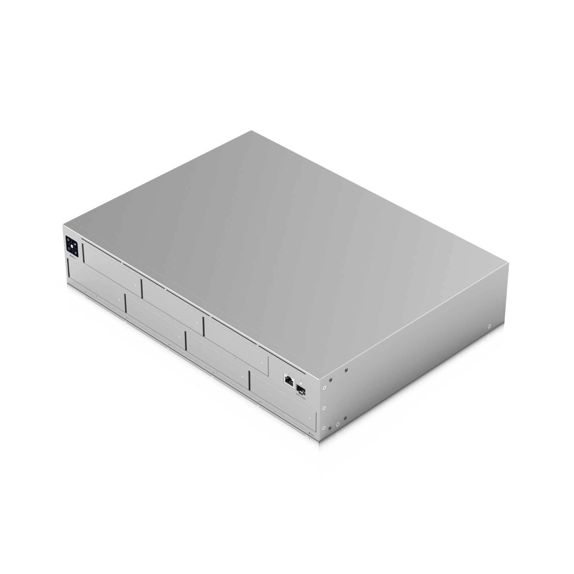 Servidor UniFi UNAS PRO de 2 UR con (7) bahias para HDD/SSD de 2.5/3.5", para almacenamiento de archivos a gran escala / (1) puerto 10G RJ45 / (1) puerto SFP+ 10G