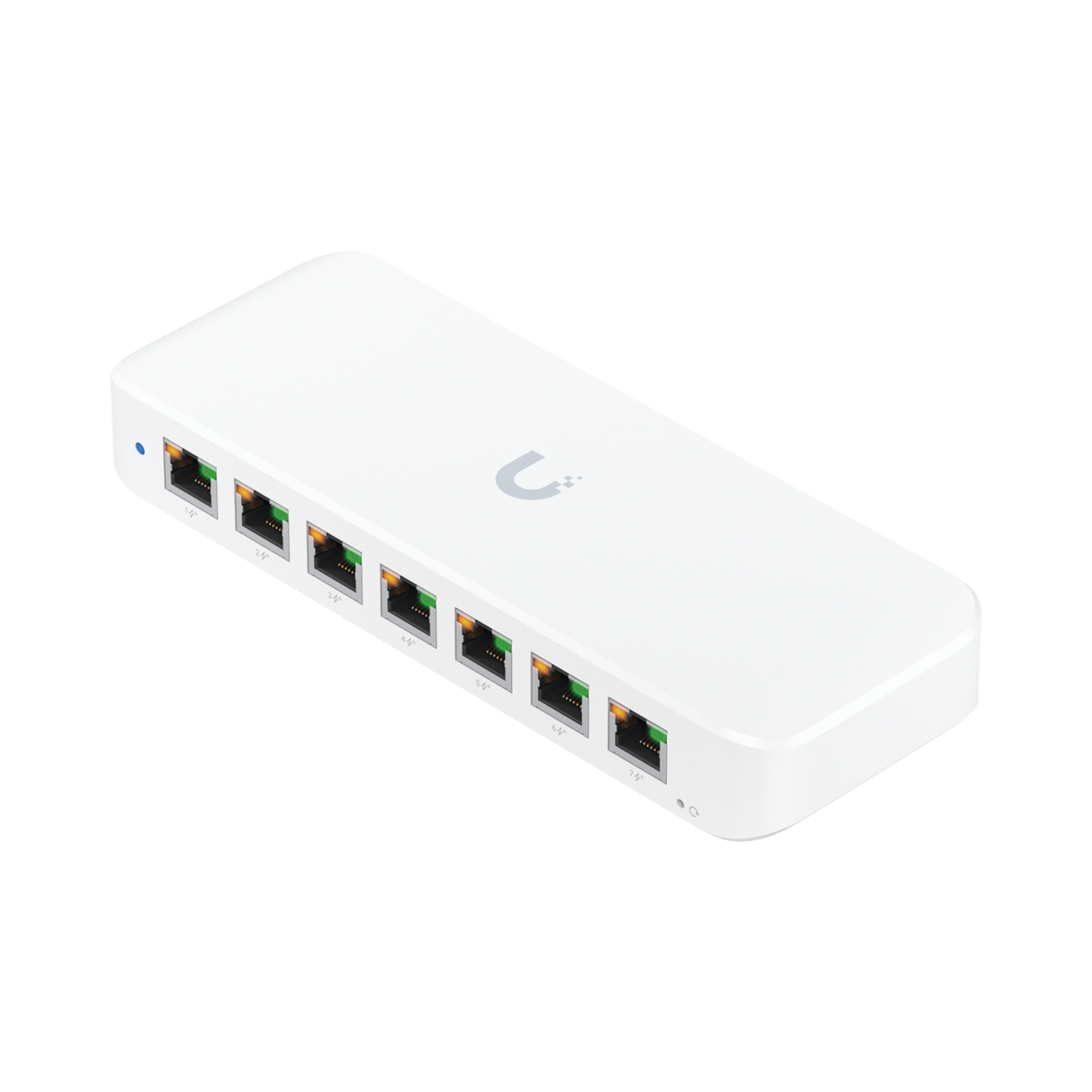UniFi Switch Ultra Administrable 8 puertos GbE / (1) puerto POE++ IN y (7) puertos POE+/ Wattaje depende de fuente o POE IN, hasta 42W, No incluye fuente/inyector