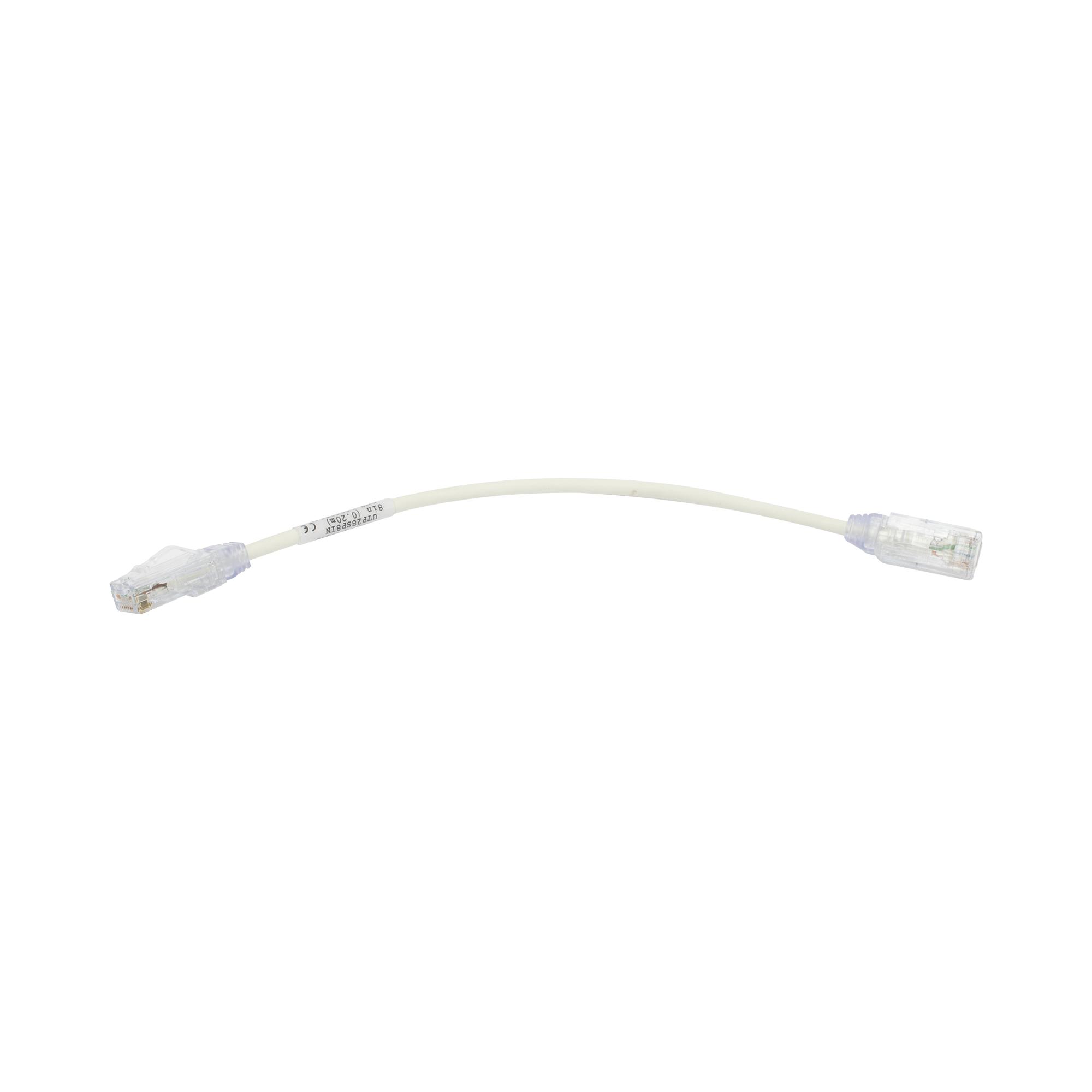 Cable de Parcheo TX6, UTP Cat6, Diámetro Reducido (28AWG), Color Blanco, 8in (20.2cm)