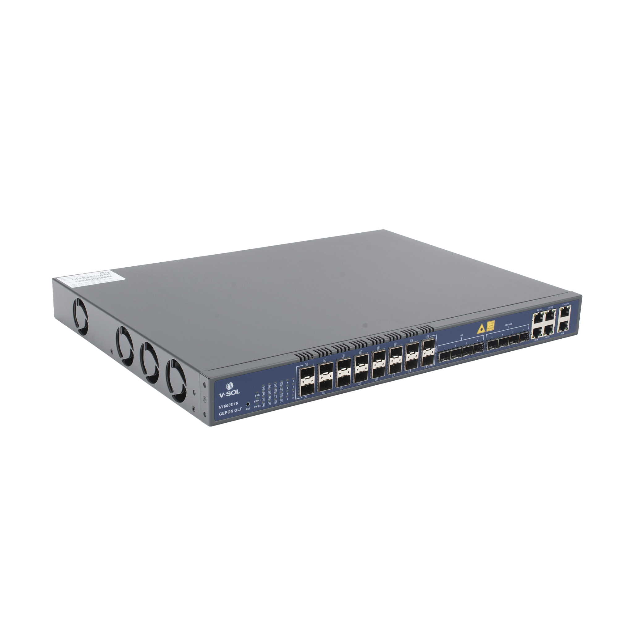 OLT de 16 puertos EPON con 12 puertos Uplink (4 puertos Gigabit Ethernet + 4 puertos SFP + 4 puertos SFP+) , hasta 1,024 ONUS