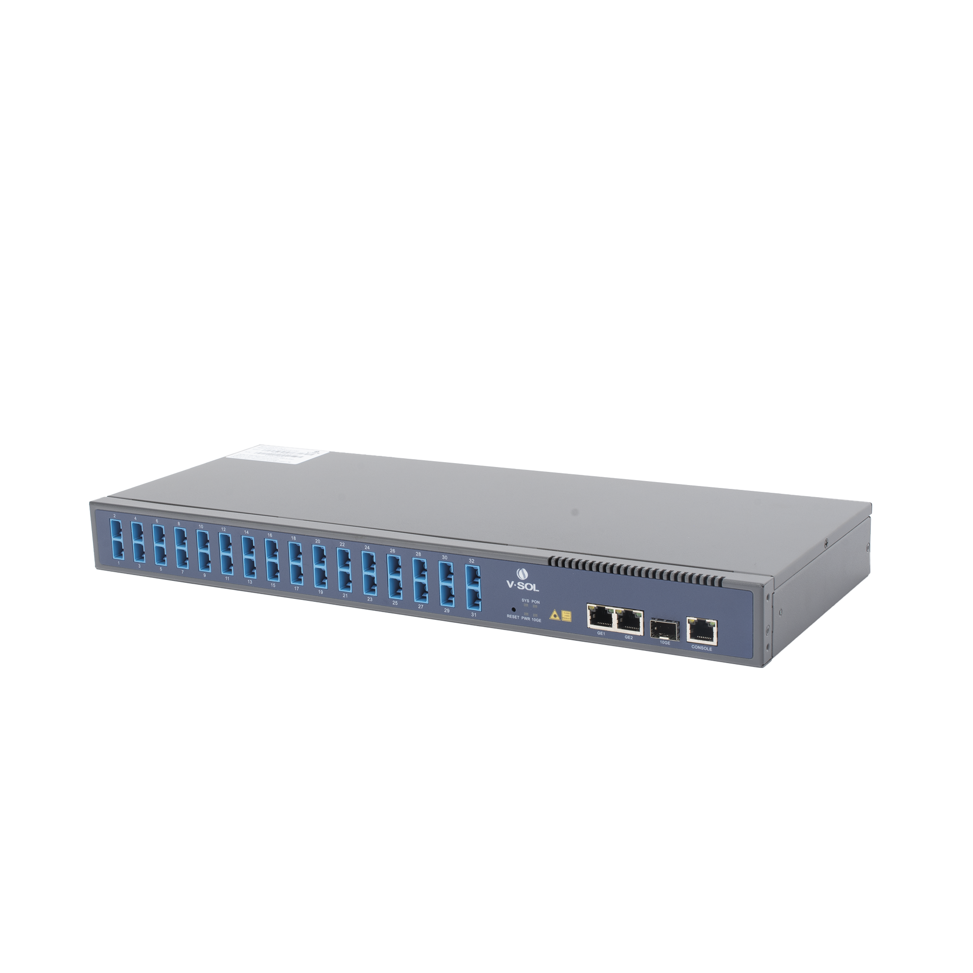 OLT de 1 GPON puerto con Splitter de 1 a 32 SC/UPC Incluido  + 3 puertos Uplink (2 puertos Gigabit Ethernet + 1 puerto SFP/SFP+) , hasta 128 ONUS