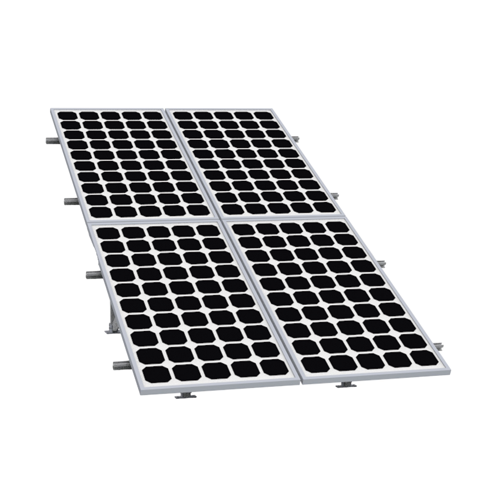 Montaje para Panel Solar 2X2, Riel 5 de 2700mm para Módulos con Espesor de 30-35mm, Vel. de Viento Máx. 136km/h