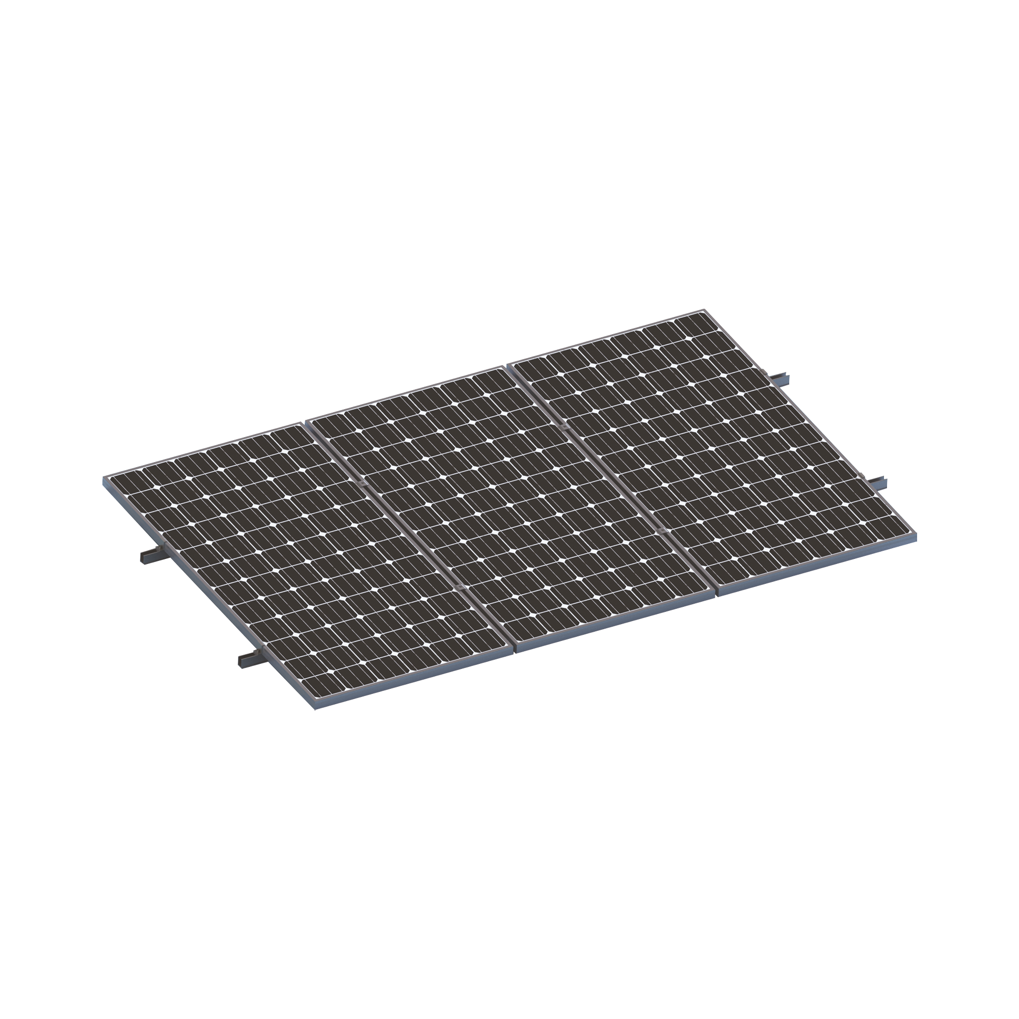 Kit De Minirieles Para Panel Solar Arreglo 1X3 Para Instalación Plano En Lámina