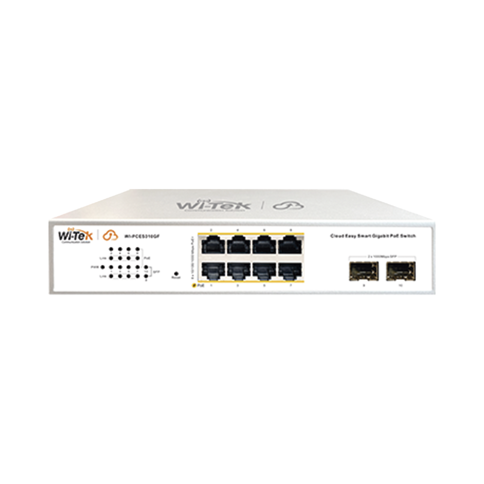Switch Administrable PoE  / 8 puertos PoE af/at Gigabit /  2 x SFP Gigabit / Administración Cloud Gratuita / Presupuesto 120 W