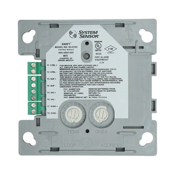 Módulo de Sincronización Inalámbrico / Compatible con Paneles Notifier, Fire-Lite, Silent Knight y Farenhyt / Incluye Baterías