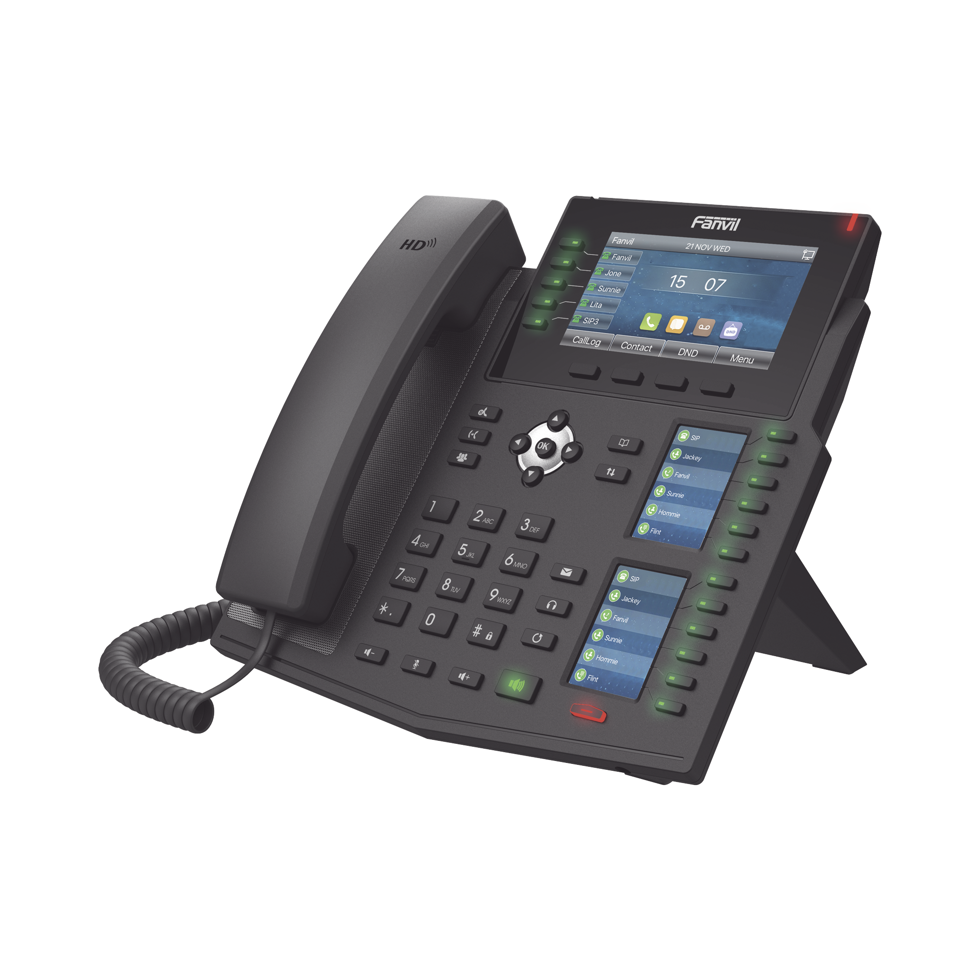 Teléfono IP Empresarial con Estándares Europeos, 20 lineas SIP con pantalla LCD a color, 60 teclas DSS/BLF, puertos Gigabit, IPv6, Opus , PoE/DC