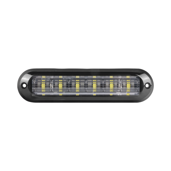 Luz Auxiliar Ultra Brillante  IP67 de 6 LEDs, Color Rojo/Azul, con mica transparente y bisel negro